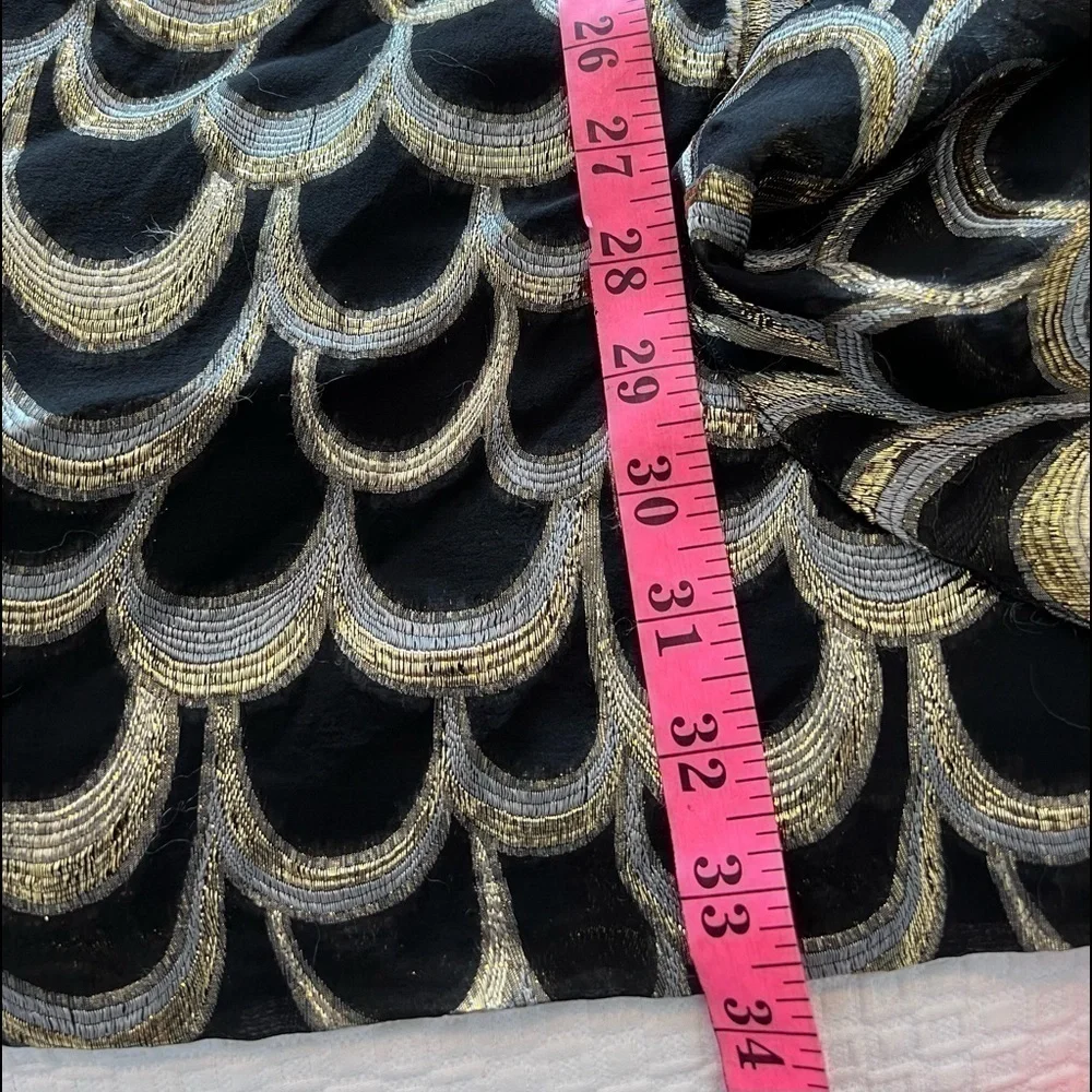 Loeffler Randall black and gold cape dress